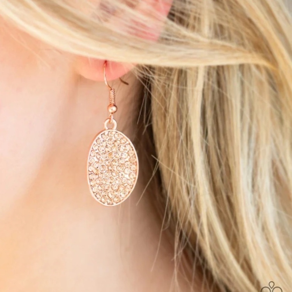 Earrings Set Three Pairs of Quality Costume Rose Gold See Photos & Read Below